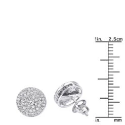 14K White Gold Pave Diamond Earrings For Men & Women 3/4ct Studs Real Diamonds -Luxurman 14k gold pave diamond earrings for men women 34ct studs real diamonds rulerwh
