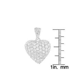 14K White Gold Pave Diamond Heart Pendant 2ct -Luxurman 14k gold pave diamond heart pendant 2ct p 27684 rulerwh