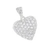 14K White Gold Pave Diamond Heart Pendant 2ct