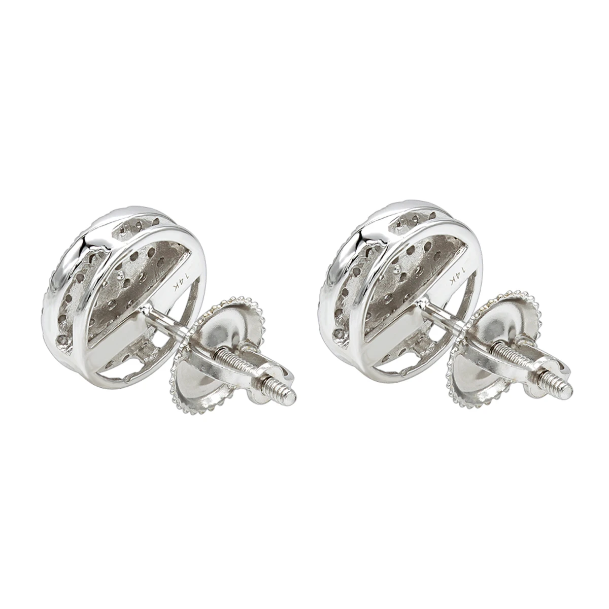 14K White Gold Pave Round Diamond Stud Earrings 0.35ct By Luxurman 4 14K White Gold Pave Round Diamond Stud Earrings 0.35ct By Luxurman - Image 4