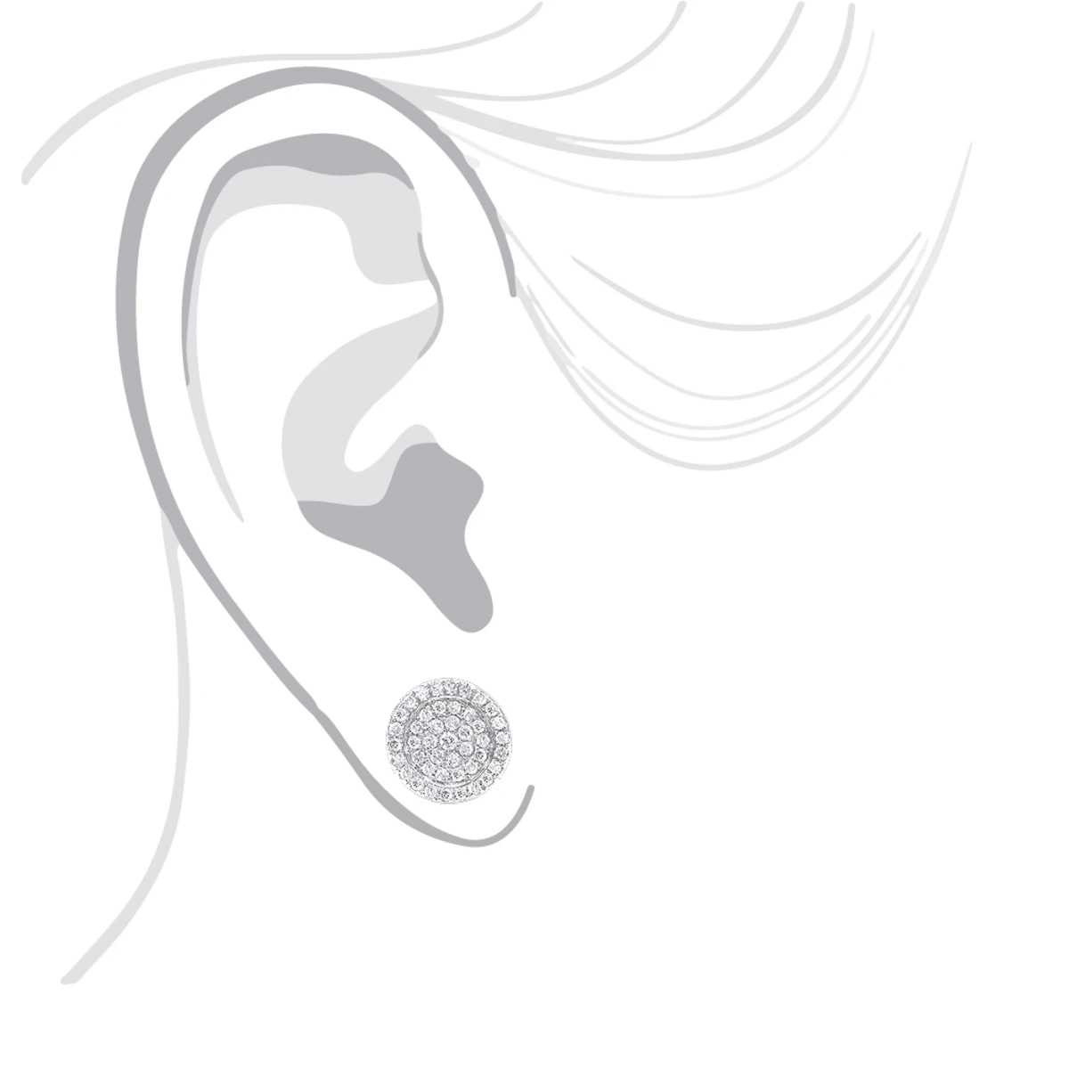 14K White Gold Pave Round Diamond Stud Earrings 0.35ct By Luxurman 5 14K White Gold Pave Round Diamond Stud Earrings 0.35ct By Luxurman - Image 5