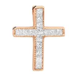14K White Gold Princess Cut Diamond Cross Necklace 0.7ct -Luxurman 14k gold princess cut diamond cross necklace 060ct p 26539 ro