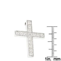 14K White Gold Princess Cut Diamond Cross Necklace 2.55ct -Luxurman 14k gold princess cut diamond cross necklace 255ct p 26540 rulerwh