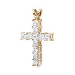 14K White Gold Princess Cut Diamond Cross Pendant 2.20ct -Luxurman 14k gold princess cut diamond cross pendant 220ct p 26518 ro