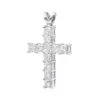 14K White Gold Princess Cut Diamond Cross Pendant 2.20ct
