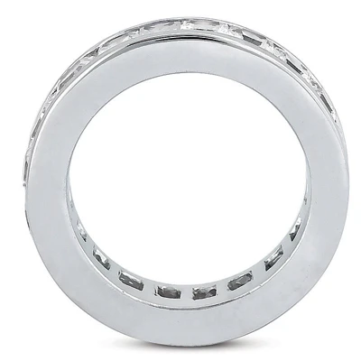 14K White Gold Princess Cut Diamond Eternity Band 3.40ct 3 14K White Gold Princess Cut Diamond Eternity Band 3.40ct - Image 3