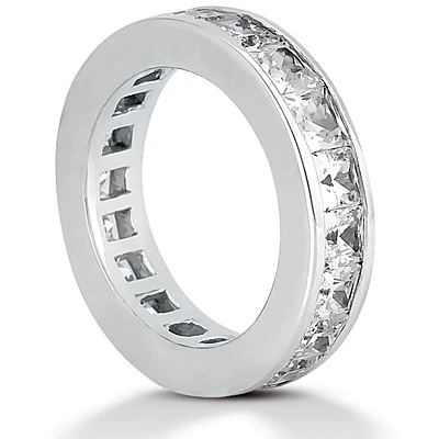 14K White Gold Princess Cut Diamond Eternity Band 3.40ct 2 14K White Gold Princess Cut Diamond Eternity Band 3.40ct - Image 2
