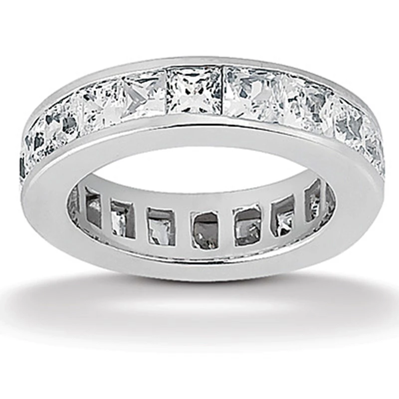 14K White Gold Princess Cut Diamond Eternity Band 3.40ct 1 14K White Gold Princess Cut Diamond Eternity Band 3.40ct