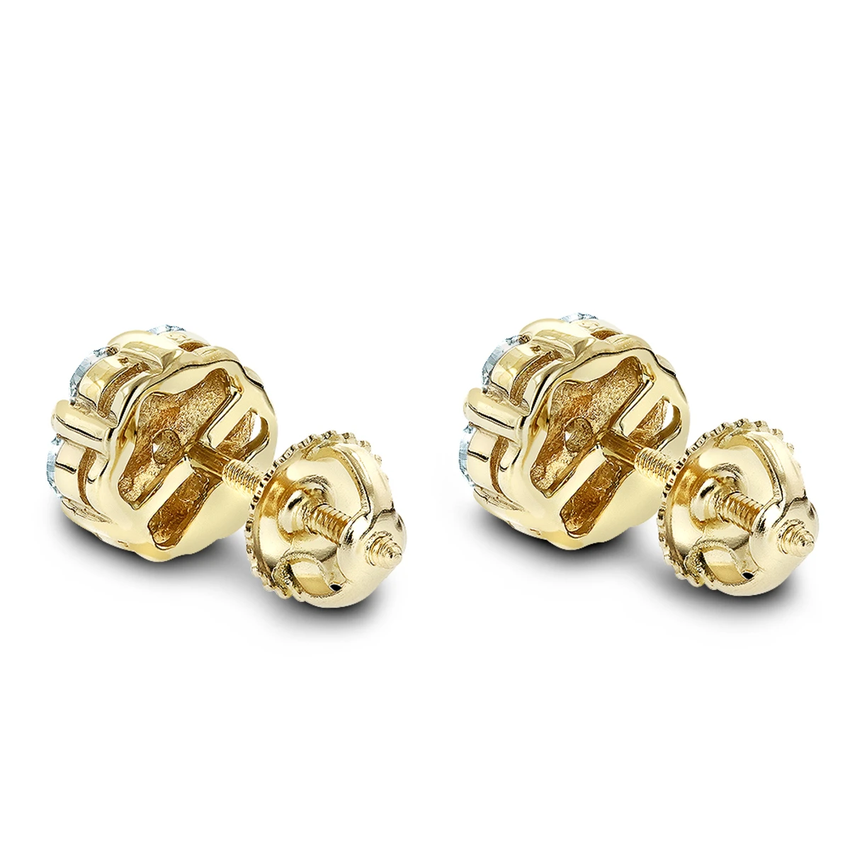 14K White Gold Prong Round Diamond Clusters Earrings 1ct Studs 4 14K White Gold Prong Round Diamond Clusters Earrings 1ct Studs - Image 4