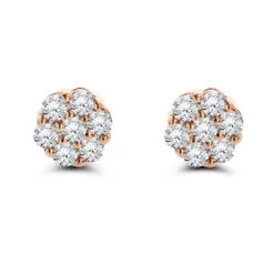 14K White Gold Prong Round Diamond Clusters Earrings 1ct Studs 8 14K White Gold Prong Round Diamond Clusters Earrings 1ct Studs -Luxurman 14k gold prong round diamond clusters earrings 100ct p 5812 ro