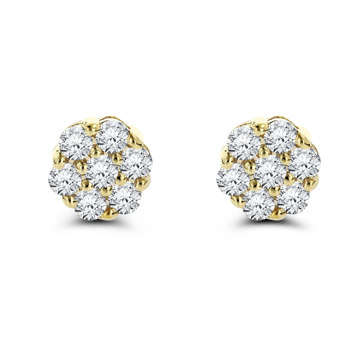 14K White Gold Prong Round Diamond Clusters Earrings 1ct Studs 2 14K White Gold Prong Round Diamond Clusters Earrings 1ct Studs - Image 2