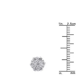 14K White Gold Prong Round Diamond Clusters Earrings 1.2ct Studs -Luxurman 14k gold prong round diamond clusters earrings 12ct studs rulerwh