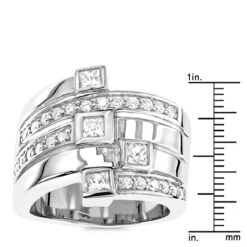 14K White Gold Right Hand Diamond Ring 1.16ct 10 14K White Gold Right Hand Diamond Ring 1.16ct -Luxurman 14k gold right hand diamond ring 116ct p 29762 rulerwh