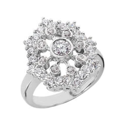 14K White Gold Right Hand Diamond Ring 1.25ct