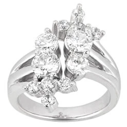 14K White Gold Right Hand Ladies Diamond Ring 1ct 4.3mm