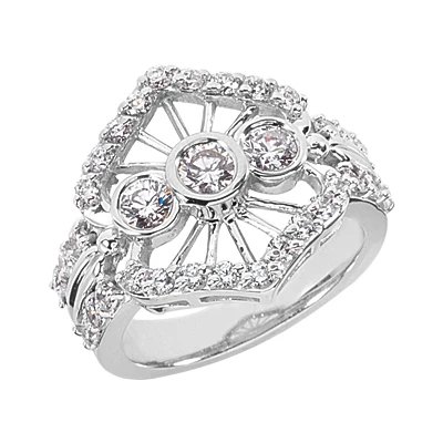 14K White Gold Right Hand Ladies Diamond Ring 1ct 18.4mm 1 14K White Gold Right Hand Ladies Diamond Ring 1ct 18.4mm