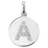 14K White Gold Round Diamond Alphabet Pendant 0.26ct