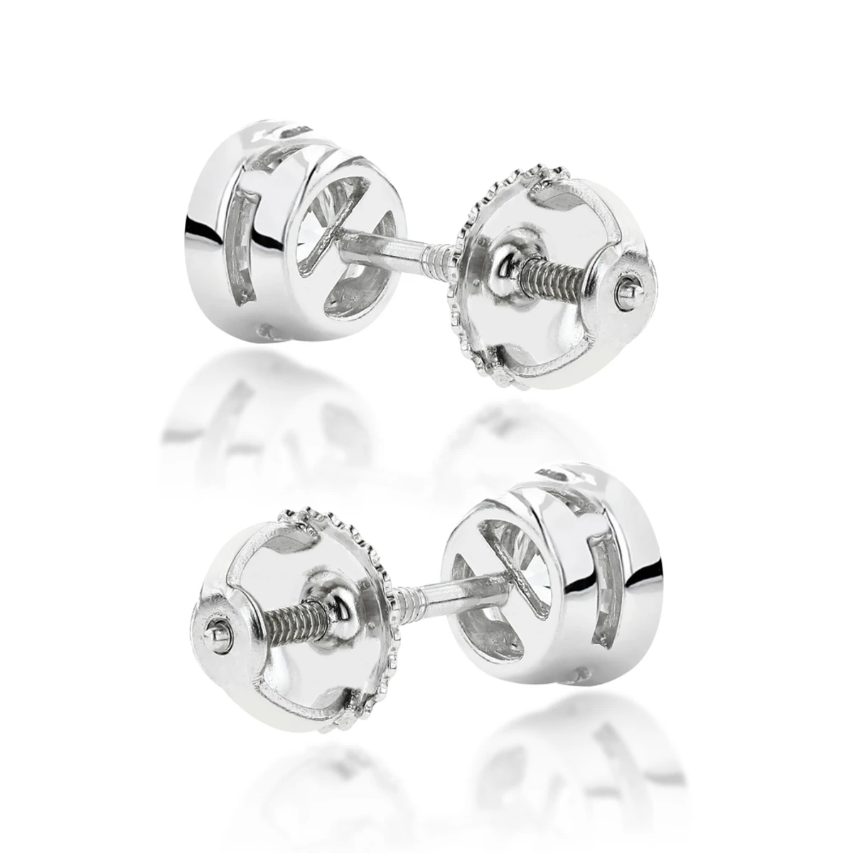 14K White Gold Round Diamond Bezel Stud Earrings 0.25ct 4 14K White Gold Round Diamond Bezel Stud Earrings 0.25ct - Image 4