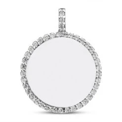 14K White Gold Round Diamond Circle Pendant 0.40ct