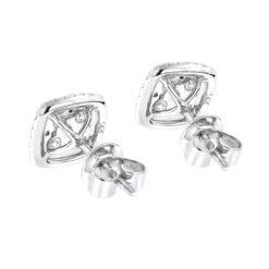 14K White Gold Round Diamond Cluster Earrings Studs 1.5ct By Luxurman -Luxurman 14k gold round diamond cluster earrings studs 16ct by luxurman backwh