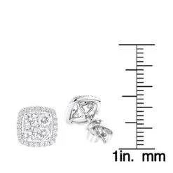 14K White Gold Round Diamond Cluster Earrings Studs 1.5ct By Luxurman -Luxurman 14k gold round diamond cluster earrings studs 16ct by luxurman rulerwh