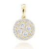14K Yellow Gold Round Diamond Cluster Pendant For Women 0.88ct