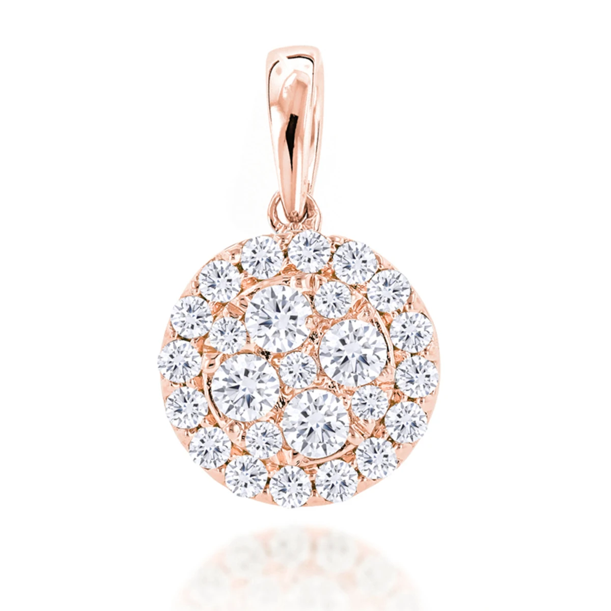 14K Yellow Gold Round Diamond Cluster Pendant For Women 0.88ct 3 14K Yellow Gold Round Diamond Cluster Pendant For Women 0.88ct - Image 3