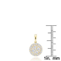 14K Yellow Gold Round Diamond Cluster Pendant For Women 0.88ct 9 14K Yellow Gold Round Diamond Cluster Pendant For Women 0.88ct -Luxurman 14k gold round diamond cluster pendant for women 088ct rulerye