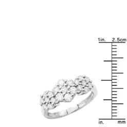 14K White Gold Round Diamond Cluster Ring Flower 0.78ct -Luxurman 14k gold round diamond cluster ring flower 078ct p 5829 rulerwh