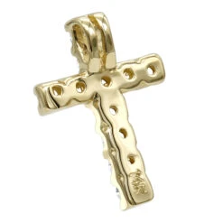 14K Yellow Gold Round Diamond Cross Necklace 0.33ct -Luxurman 14k gold round diamond cross necklace 033ct p 26523 backye