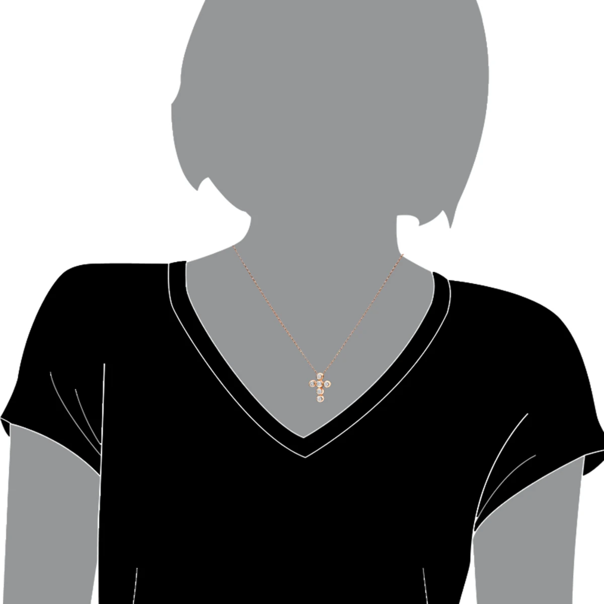 14K Rose Gold Round Diamond Cross Necklace 0.60ct By Luxurman 5 14K Rose Gold Round Diamond Cross Necklace 0.60ct By Luxurman - Image 5