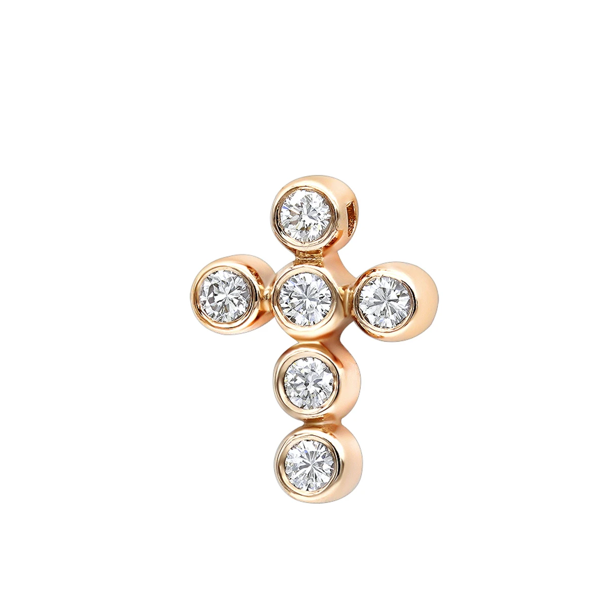 14K Rose Gold Round Diamond Cross Necklace 0.60ct By Luxurman 1 14K Rose Gold Round Diamond Cross Necklace 0.60ct By Luxurman