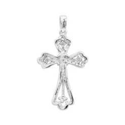 14K White Gold Round Diamond Cross Necklace 0.70ct -Luxurman 14k gold round diamond cross necklace 070ct p 26525 backwh