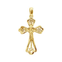14K White Gold Round Diamond Cross Necklace 0.70ct -Luxurman 14k gold round diamond cross necklace 070ct p 26525 backye