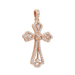 14K White Gold Round Diamond Cross Necklace 0.70ct -Luxurman 14k gold round diamond cross necklace 070ct p 26525 ro