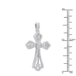 14K White Gold Round Diamond Cross Necklace 0.70ct -Luxurman 14k gold round diamond cross necklace 070ct p 26525 rulerwh
