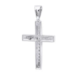 14K White Gold Round Diamond Cross Necklace 1.36ct -Luxurman 14k gold round diamond cross necklace 136ct p 26526 backwh