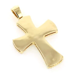 14K Yellow Gold Round Diamond Cross Pendant 1.2ct 9 14K Yellow Gold Round Diamond Cross Pendant 1.2ct -Luxurman 14k gold round diamond cross necklace 141ct p 26530 backye