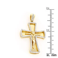 14K Yellow Gold Round Diamond Cross Pendant 1.2ct 11 14K Yellow Gold Round Diamond Cross Pendant 1.2ct -Luxurman 14k gold round diamond cross necklace 141ct p 26530 rulerye