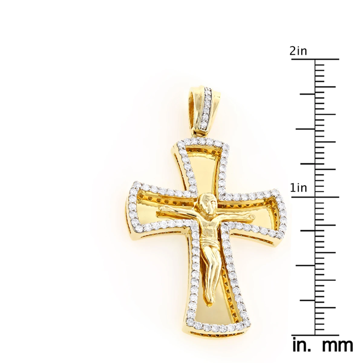 14K Yellow Gold Round Diamond Cross Pendant 1.2ct 6 14K Yellow Gold Round Diamond Cross Pendant 1.2ct - Image 6