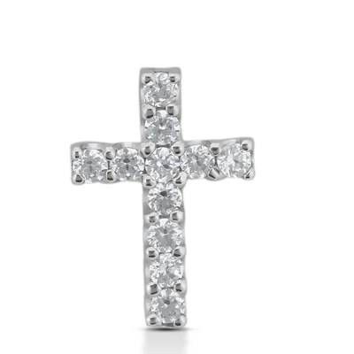 14K White Gold Round Diamond Cross Necklace 1.65ct 1 14K White Gold Round Diamond Cross Necklace 1.65ct