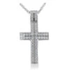 14K White Gold Round Diamond Cross Necklace 2.70ct