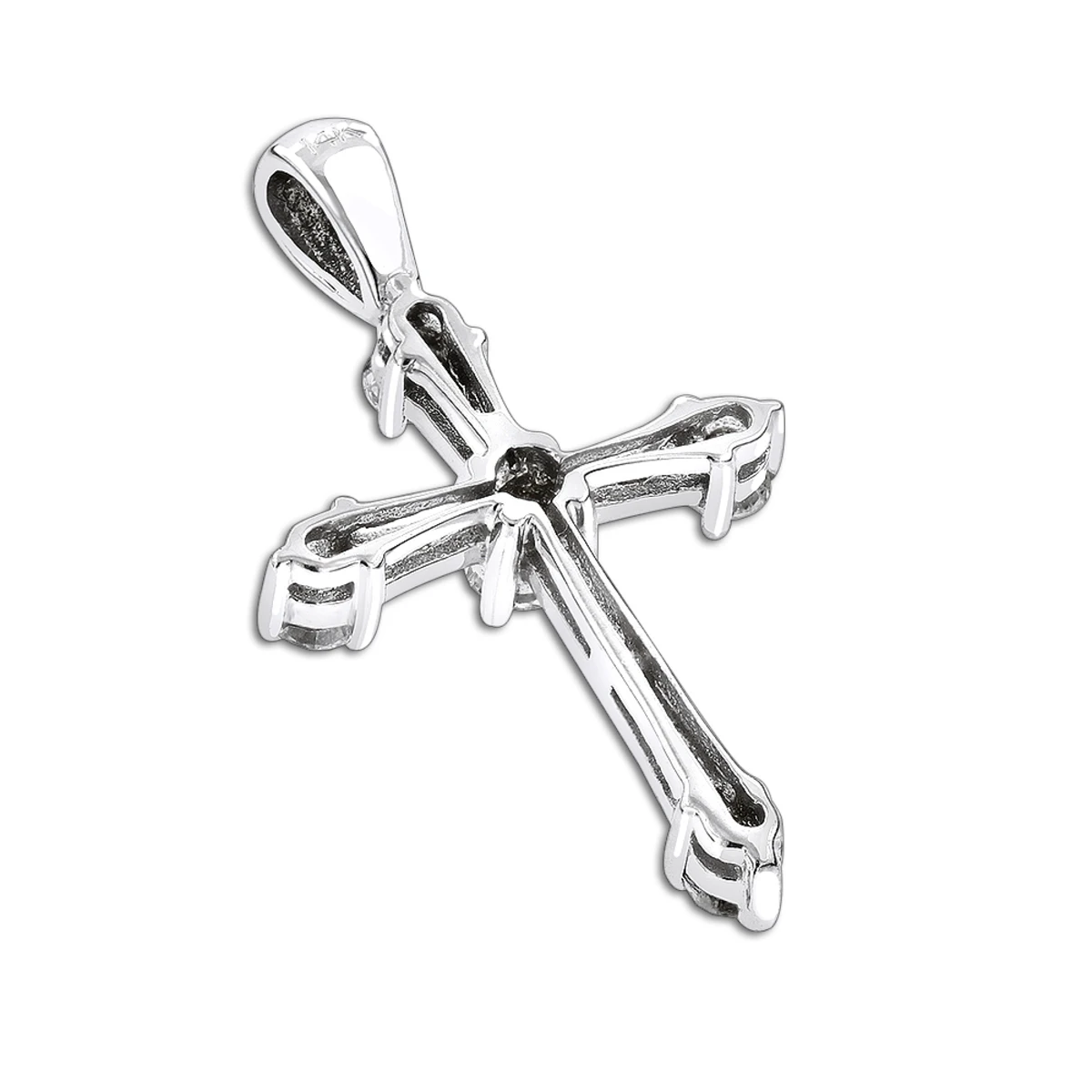 14K White Gold Round Diamond Cross Pendant 0.33ct 17mm 5 Stones 4 14K White Gold Round Diamond Cross Pendant 0.33ct 17mm 5 Stones - Image 4