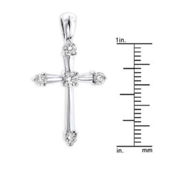 14K White Gold Round Diamond Cross Pendant 0.33ct 17mm 5 Stones 13 14K White Gold Round Diamond Cross Pendant 0.33ct 17mm 5 Stones -Luxurman 14k gold round diamond cross pendant 030ct p 26552 rulerwh