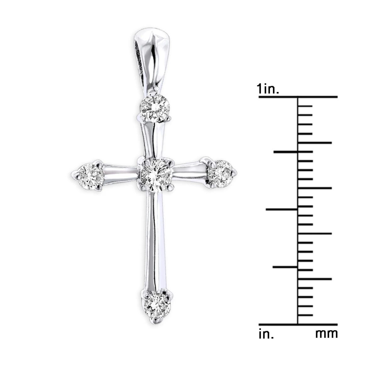 14K White Gold Round Diamond Cross Pendant 0.33ct 17mm 5 Stones 6 14K White Gold Round Diamond Cross Pendant 0.33ct 17mm 5 Stones - Image 6