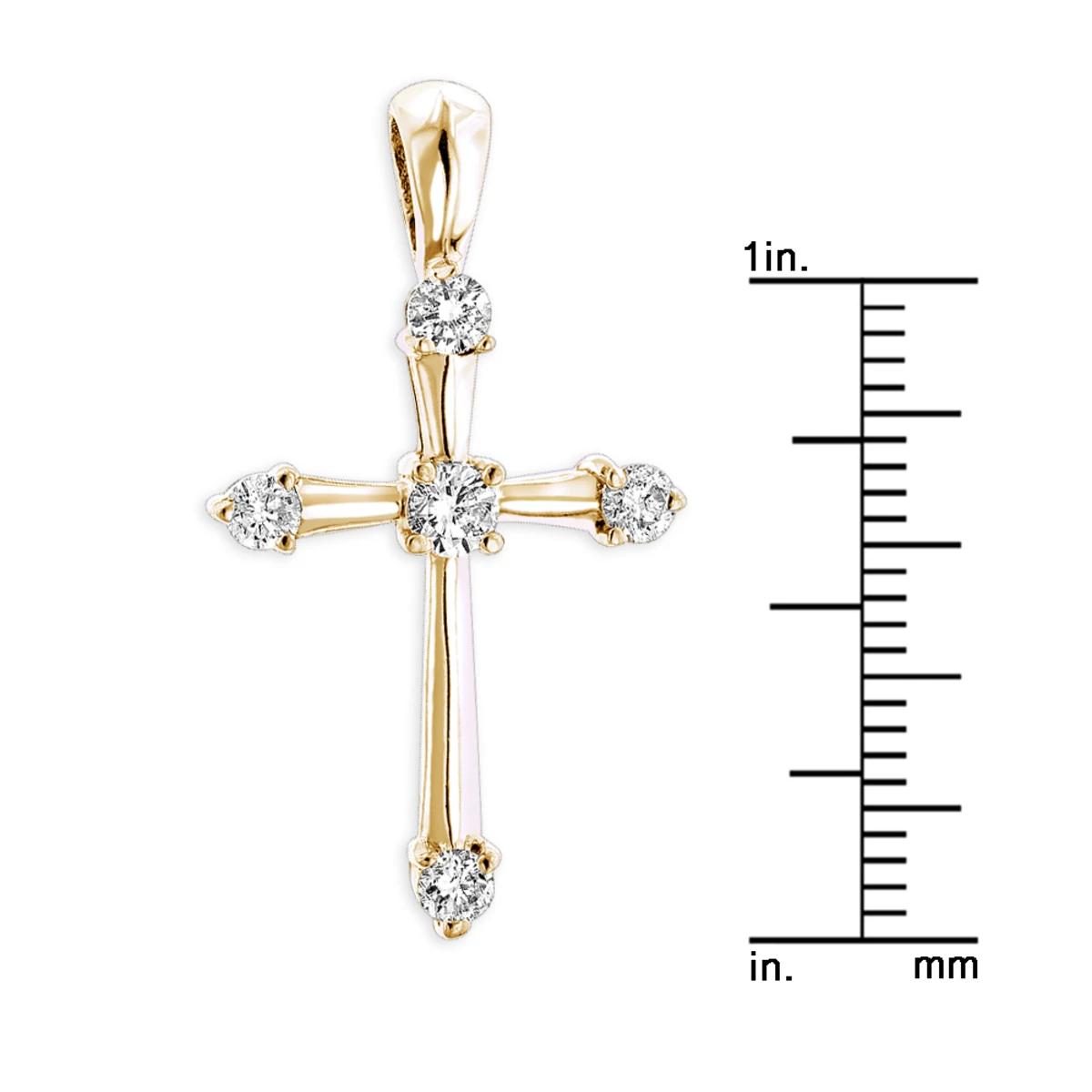 14K White Gold Round Diamond Cross Pendant 0.33ct 17mm 5 Stones 7 14K White Gold Round Diamond Cross Pendant 0.33ct 17mm 5 Stones - Image 7