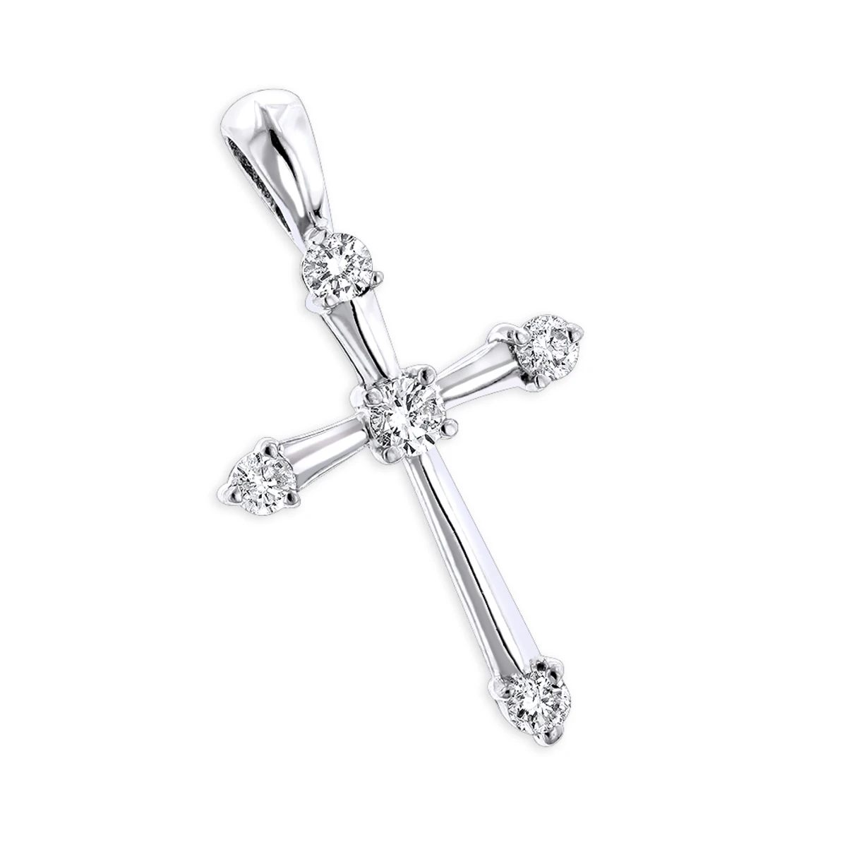 14K White Gold Round Diamond Cross Pendant 0.33ct 17mm 5 Stones 1 14K White Gold Round Diamond Cross Pendant 0.33ct 17mm 5 Stones