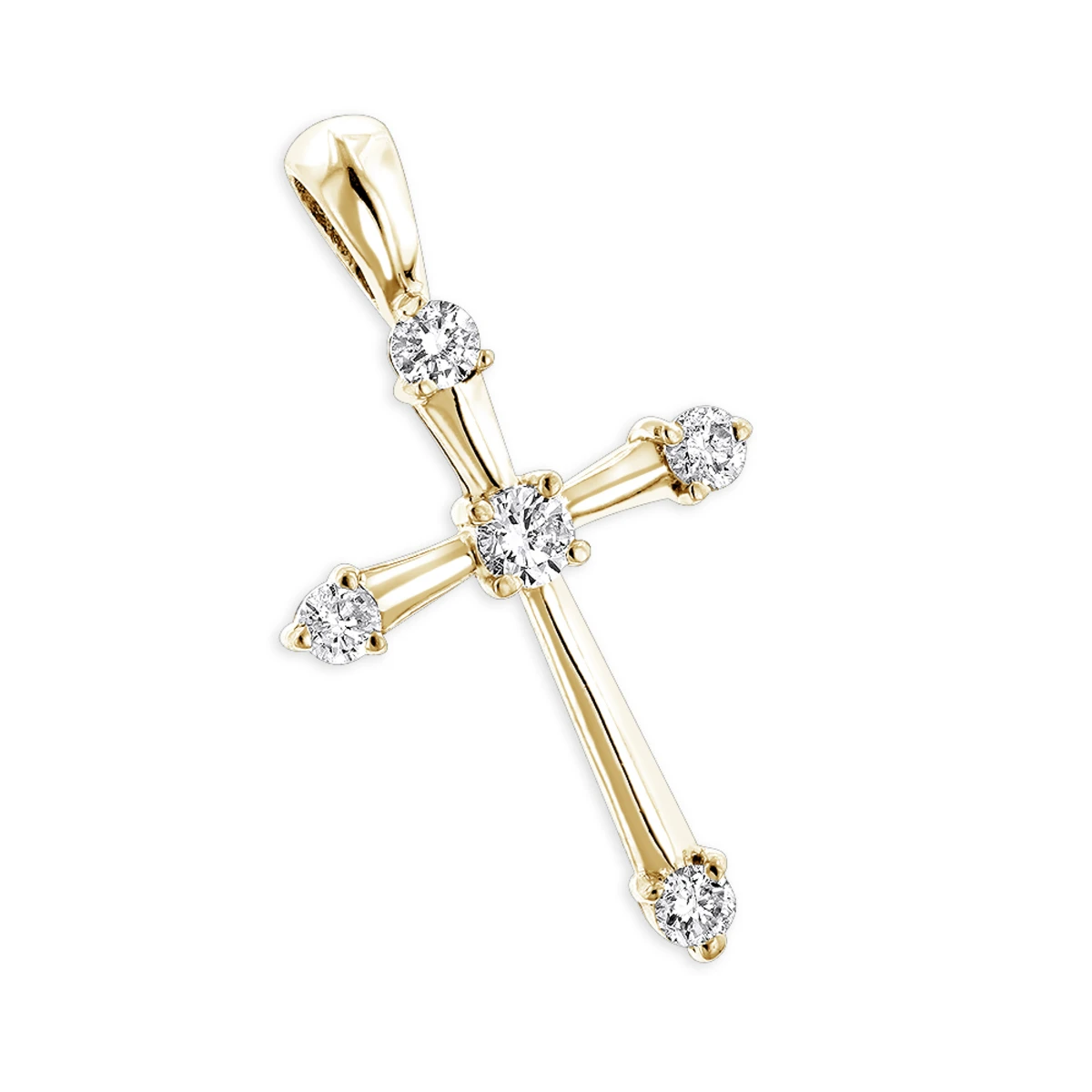 14K White Gold Round Diamond Cross Pendant 0.33ct 17mm 5 Stones 2 14K White Gold Round Diamond Cross Pendant 0.33ct 17mm 5 Stones - Image 2