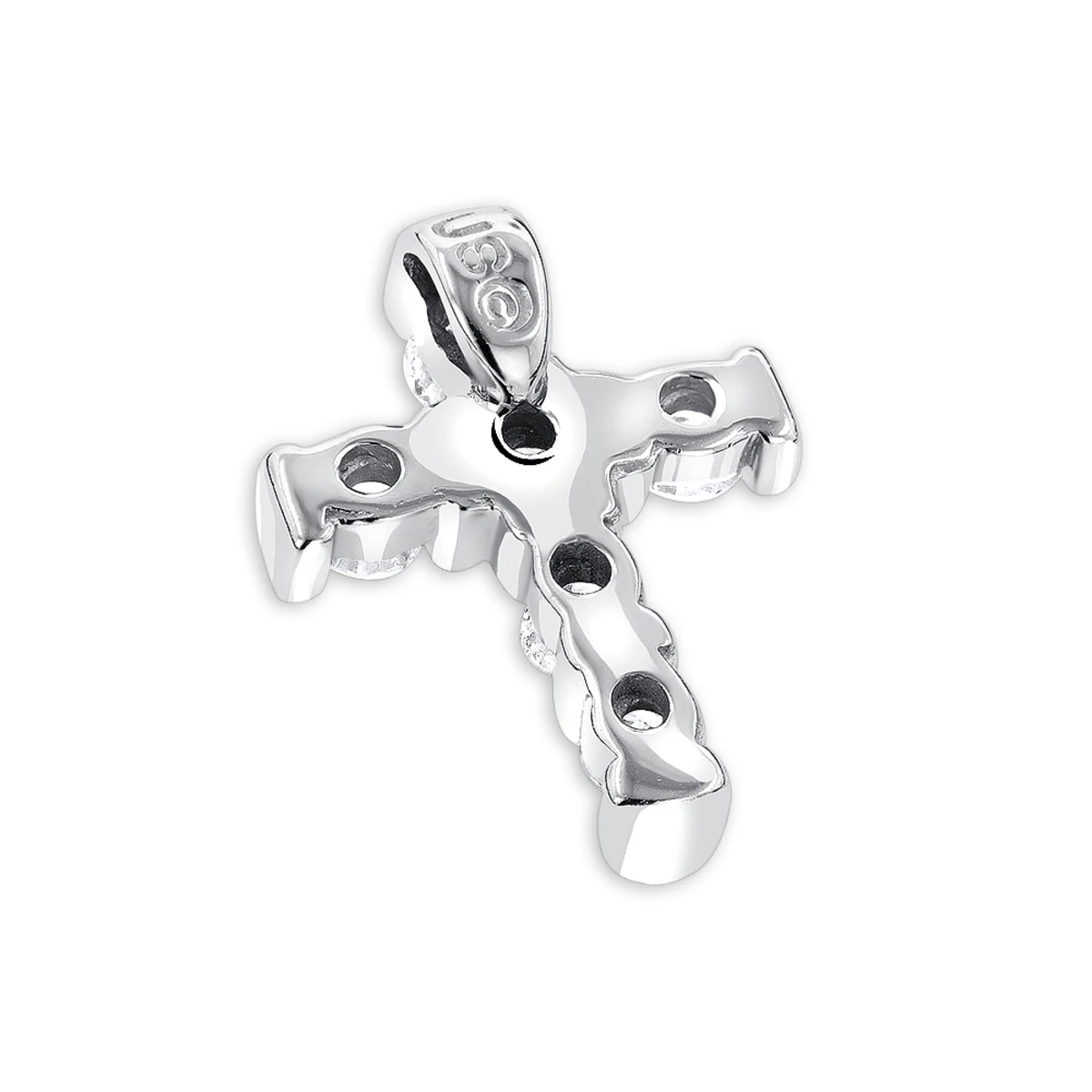 14K White Gold Round Diamond Cross Pendant 0.30ct 10.3mm 4 14K White Gold Round Diamond Cross Pendant 0.30ct 10.3mm - Image 4