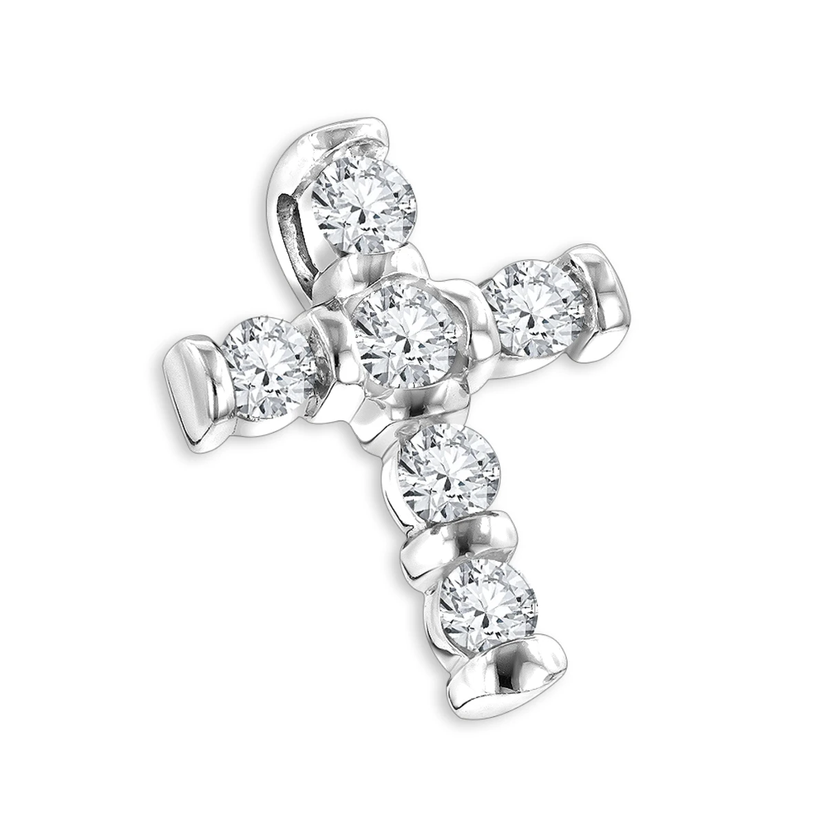 14K White Gold Round Diamond Cross Pendant 0.30ct 10.3mm 1 14K White Gold Round Diamond Cross Pendant 0.30ct 10.3mm